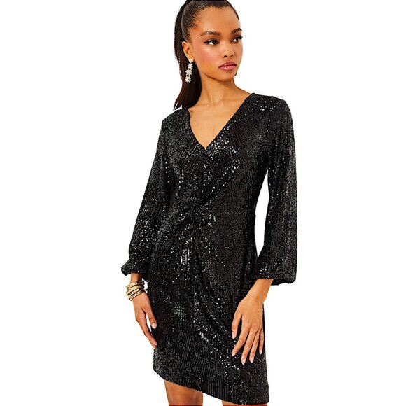 Lilly Pulitzer Estrella Sequin Dress in Noir/Treasure Box Sequin Knit NWT - 12 - Picture 3 of 9